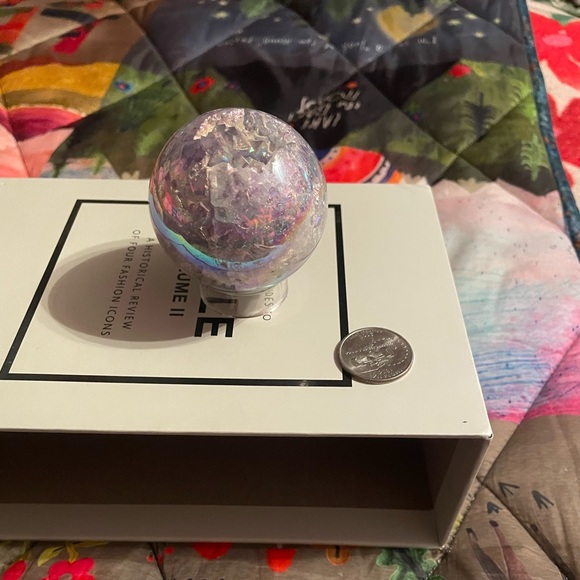 Aura sphere with druzy and pretty agate banding - Picture 2 of 15